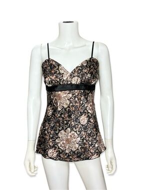 Wrapper Y2K Style Black & Brown Satin Tank Top